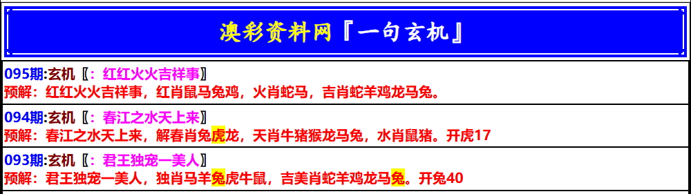 095期澳门一句玄机[图]